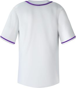 Maillot de baseball blanc à col en V et manches courtes avec bordure violette, chemise décontractée pour l'été - Product Image 2