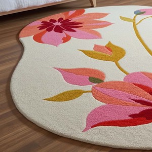 Abstract Colorful Area Rug Irregular Shape Modern Artistic Hand Tufted Carpet Vibrant Designer Rug for Livingroom Bedroom Decor - Product Image 3