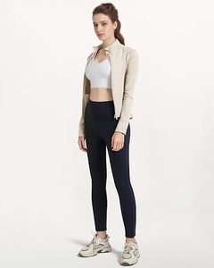 Veste zippée beige à manches longues pour femme, col montant, respirante, en nylon et élasthanne, couleur unie, coupe classique, toutes saisons - Product Image 5