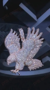 Pendentif Aigle Volant en Moissanite Certifiée VVS de Luxe Personnalisé, Entièrement Sertie, Breloques en Argent 925 pour Hommes - Product Image 5