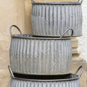 Macetas Redondas de Metal Rústico para Jardín, Macetas Decorativas para Exteriores con Asas para Patio o Jardín - Product Image 2