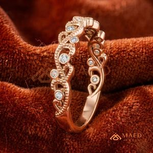 Anillo de Boda de Eternidad Vintage con Diamantes de Moissanita en Oro Rosa, Banda de Diamantes Cultivados en Laboratorio para Mujer, Joyería de EE. UU. - Product Image 1