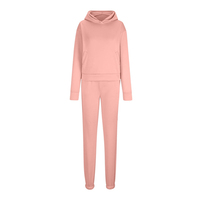 Ensemble de survêtement à capuche 2-en-1 pour femme, 100 % coton respirant, épais, imprimé uni, taille élastique, longueur intégrale, hiver