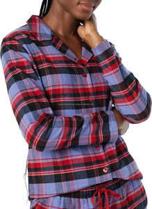 Ensemble de pyjama chemise et pantalon à manches longues en flanelle pour femmes 100% ensemble de vêtements de nuit en coton avec bouton - Product Image 5