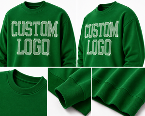 Sudadera de Cuello Redondo Verde para Hombre, Diseño con Letras de Pedrería, Corte Regular Informal, Tejido de Punto Otoñal, 100% Algodón, Sin Níquel - Product Image 4
