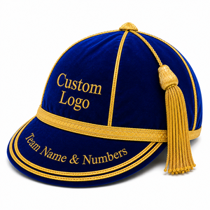 Casquette de rugby formelle en velours brodée sur mesure, bleu royal, pompon doré, style unisexe, style honneur, réglable, pour toutes les saisons - Product Image 3