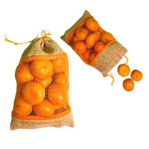 Bolsa de malla de yute biodegradable con cordón, 38*28cm, reutilizable, transpirable, para compras, soporta hasta 5 KG de frutas y verduras - Product Image 1