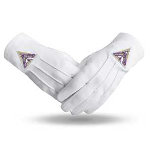 ถุงมือผ้าฝ้ายสีขาวลายตราสัญลักษณ์เมสัน ยาวถึงข้อมือ - Product Image 1