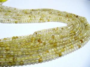 Cuentas facetadas de cuarzo rutilado dorado natural de 2.5 mm, forma redonda, 13 pulgadas de largo - Product Image 1