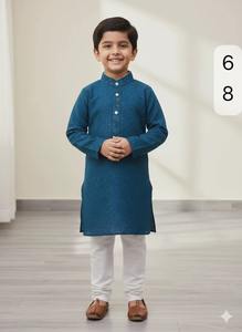 Conjunto de Kurta y Pijama para Niños, Fabricado en India, con Bordado Chikankari de Lakhnavi, para Ocasiones Especiales y Celebraciones, en Venta - Product Image 5