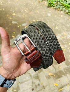 Unisex Adjustable <b>Elastic</b> 110cm Braided Stretch <b>Belt</b> XL Large Size Custom Logo High Quality Cowboy Fashion Woven Alloy for Men - Product Image 6