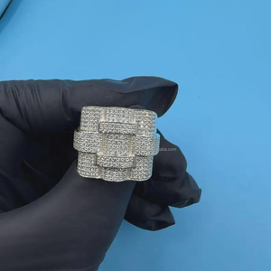 แหวนเงินแท้ 925 ชุบโรเดียม ดีไซน์ฮิปฮอป ประดับเพชร เหมาะสำหรับเป็นของขวัญวันเกิด วันแต่งงาน หรือโอกาสพิเศษ สำหรับผู้ชายและผู้หญิง - Product Image 1