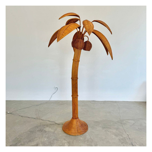 Handmade Natural Rattan Palm Tree <b>Table</b> <b>Lamp</b> Vintage <b>Wicker</b> Coconut Tree Desk Light For Tropical Coastal Hotel Home Decor - Product Image 5