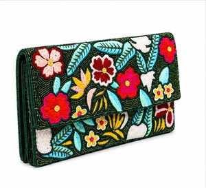 Handmade Beaded Floral Clutch With Embroidery Women's Bohemian Party Handbag Flap Closure - Product Image 3