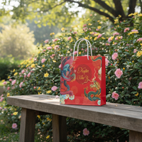 Sac fourre-tout en papier d'art de luxe, imprimé sur mesure avec votre propre logo, poignées vernies recyclables, emballage cadeau écologique et biodégradable