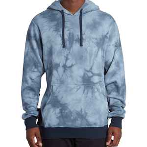 <b>Men's</b> <b>Pink</b> <b>Tie</b>-Dye Hooded Sweatshirt Oversized Regular Fit Casual Cotton French Terry Pullover with Pocket Spring Style - Product Image 5