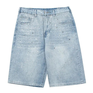 Shorts de mezclilla para hombre con lavado a la piedra – Shorts vaqueros holgados estilo vintage desgastado para streetwear, shorts de mezclilla unisex, shorts al por mayor - Product Image 1