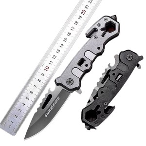 Couteau pliant multifonction SUREFIRE, lame en acier inoxydable, manche en aluminium, 18 cm, pointe tombante, bord dentelé, qualité industrielle - Product Image 2