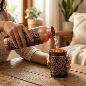 Luxury Copper <b>Water</b> <b>Bottle</b> for Gym Yoga School Kids Men <b>Large</b> Capacity & Eco-Friendly - Product Image 2