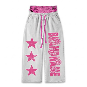 High Quality Custom Double Belt Trouser Vintage Acid Wash <b>Jogger</b> Sun Faded Sweatsuit for Men Heavy Printing Casual Tracksuit - Product Image 3