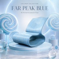 Fauteuil sculptural imprimé en 3D, mobilier ergonomique moderne pour salon, collection Lollipop, bleu Peak, fabriqué en Chine