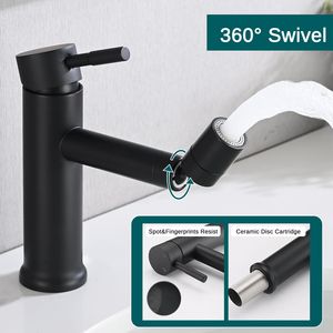Rubinetto da Bagno Nero Opaco a 2 Modalità con Aeratore Girevole a 360 Gradi per Lavabo - Product Image 6