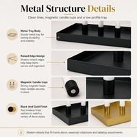Plateau porte-bougie magnétique moderne en métal avec bases mobiles pour bougies coniques – Décoration de table moderne pour l'Avent et Noël