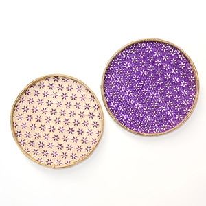 Ensemble de plateaux en bambou à motifs floraux, décoration murale écologique, plateaux tissés naturels de haute qualité - Product Image 1