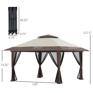 Tenda a baldacchino pop-up moderna beige impermeabile 13x13 piedi con struttura in acciaio e pali in alluminio - Product Image 3