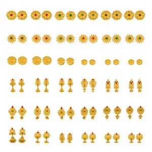 ต่างหูทองคำแท้ 22K ล่าสุด พร้อมจี้ประดับอัญมณี CZ แบบอินเดียดั้งเดิมเคลือบเมนาคารี สำหรับผู้หญิง - Product Image 1