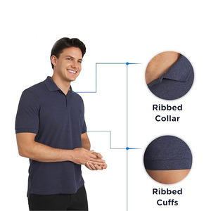 Polo pour homme gris fumé à manches courtes, décontracté, uni, en tissu respirant, logo personnalisé, OEM ODM disponible - Product Image 5