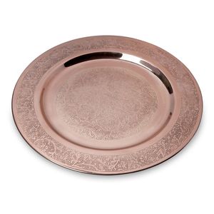 Plateau de service rond en métal plaqué or de luxe, plat de présentation haut de gamme pour mariage, décoration de table d'hôtel, centre de table pour banquet - Product Image 1