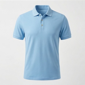 Men's Light <b>Blue</b> Short Sleeve <b>Polo</b> <b>Shirt</b> 100% Cotton Pique Casual Breathable Regular Fit Solid Knitted Design - Product Image 2