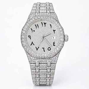 Montre automatique mécanique pour homme Mantra Enterprise Luxury Style Iced Silver Miyota avec cadran pavé de cristaux et bracelet en acier inoxydable - Product Image 1