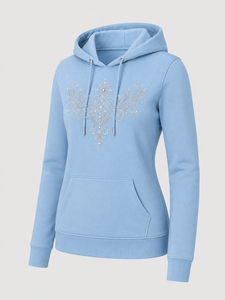 Sudadera con capucha de invierno para mujer, forrada, antiencogimiento, con pedrería, adornada con cristales brillantes, de manga larga, estilo casual y suave. - Product Image 4