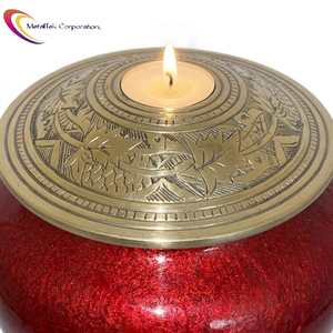 Mum Tealight kremasyon <span class=keywords><strong>Ashes</strong></span> kül için kırmızı altın kaplama dekoratif anıt külleri ekran cenaze külü vazosu evde Modern Columbarium - Product Image 3