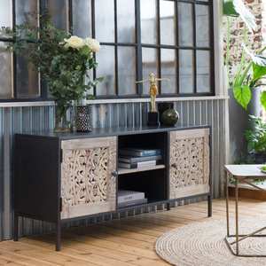 Mueble para TV Vandana Cresta Terra de madera de mango blanqueada - Product Image 3