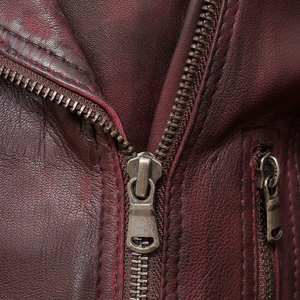 Women <b>Leather</b> <b>Jacket</b> Genuine Sheepskin Moto Biker Style Wholesale Factory Solid Color Zipper Closure Full Sleeve - Product Image 6