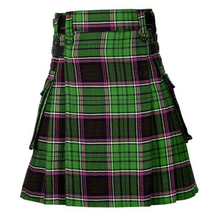 Kilt écossais plissé traditionnel pour homme, noir et vert, style utilitaire, taille ajustable, vêtement de mode pour homme - Product Image 2