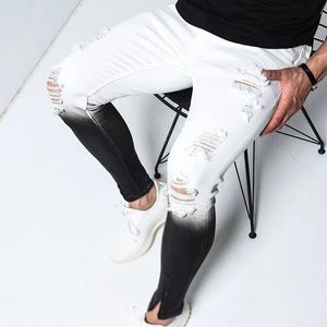 Pantalones Vaqueros Ajustados para Hombre, con Degradado de Color, Cintura Elástica, Casuales, Ligeros, Transpirables, de Algodón y Elastano, Estilo Veraniego - Product Image 4