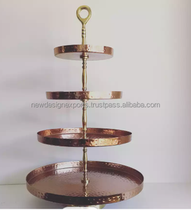 Best Selling High Quality Copper Metal 4 Layer <b>Cup</b> Cake Stand Etagere - Product Image 3