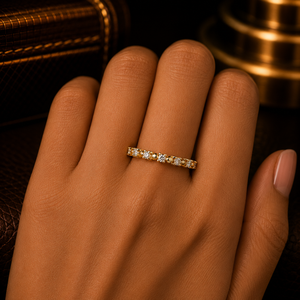 Minimalist Engagement <b>Ring</b> 14K Yellow Gold Round Brilliant cut Lab Grown Diamond Antique Art Deco Layout Unique Band For Women - Product Image 2