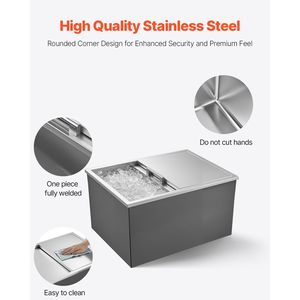 Frigorifero Commerciale da Incasso in Acciaio Inox 24 x 18 x 13 Pollici, Contenitore per Ghiaccio da 57,8 Quarti con Coperchio Scorrevole per Uso Esterno ed Eventi all'Aperto - Product Image 4