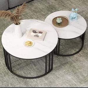 Modern Marble Finished Accent <b>Table</b> with Metal Frame Stylish <b>Side</b> <b>Table</b> for Living Room Office <b>Lounge</b> - Product Image 5