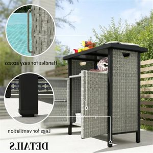 Armadio da Esterno Grigio con Tavolo da Bar e Portasciugamani Integrato - Product Image 3