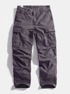 Pantalon cargo pour homme en toile, plusieurs poches, taille haute, coupe droite, style workwear, pour l'automne, poids moyen, 100% coton - Product Image 6