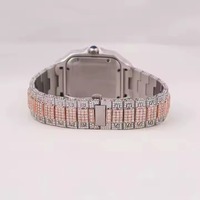 Reloj de Lujo para Mujer con Moissanita, Acero Inoxidable, Cuarzo Analógico, Cuadrado, Números Romanos, Cristal de Zafiro, Hebilla, 41mm, Automático