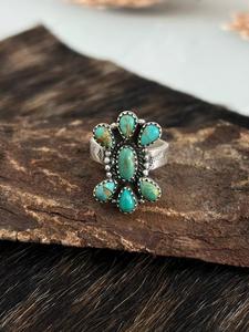 Sterling Silver Kingman Turquoise <b>Adjustable</b> <b>Ring</b> Handmade Southwestern Artisan Boho Gemstone Jewelry - Product Image 6