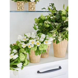 Jarrón de decoración floral de ratán tejido, decoración del hogar, mesa de mimbre - Product Image 4