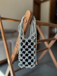 Sac bandoulière en macramé fait main avec perles, doublure en polyester, pochette pour téléphone, léger, élégant, pour le voyage et le quotidien, pour femme - Product Image 5
